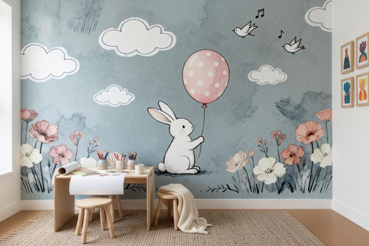 Cartoon Animal Wall Mural Kids - đánh giá và giá Baby Nursery Peel And Stick Wallpaper